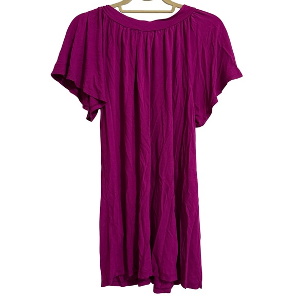 FYLO Womens Magenta Embellished V-Neck Flutter Sleeve Tunic Top Size Large - Picture 6 of 6